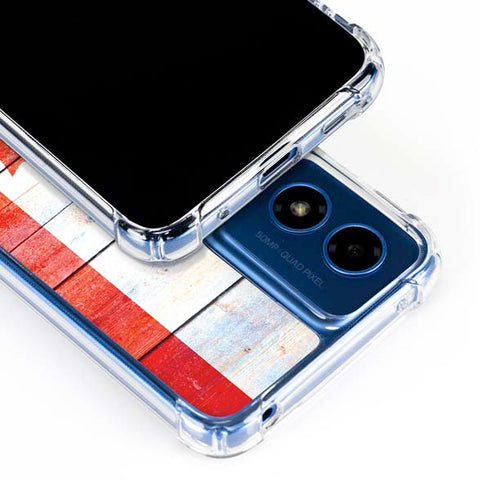 Canada Flag Light Wood Moto G Play 4G (2024) Clear Case
