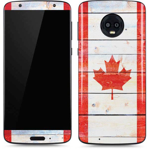 Canada Flag Light Wood Moto G6 Skin