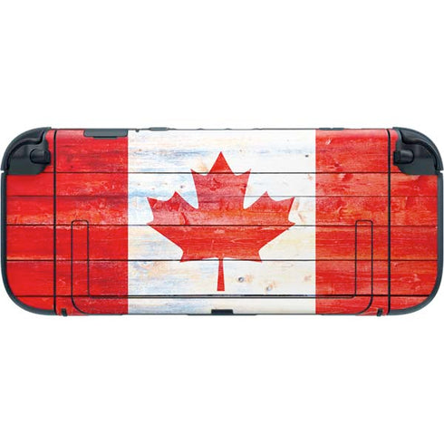 Canada Flag Light Wood Nintendo Switch 2 (2025) with Joy-Con Skin