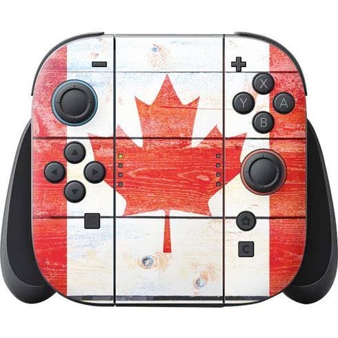 Canada Flag Light Wood Nintendo Switch 2 (2025) Joy-Con Controller Skin