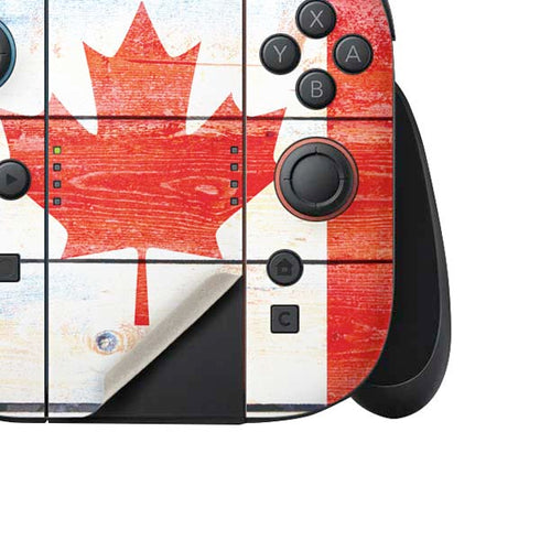 Canada Flag Light Wood Nintendo Switch 2 (2025) Joy-Con Controller Skin