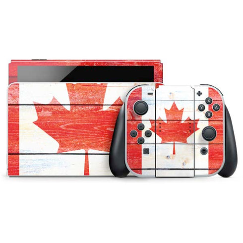 Canada Flag Light Wood Nintendo Skins