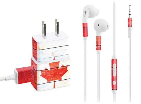Canada Flag Light Wood Phone Charger Skin