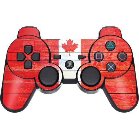 Canada Flag Light Wood PS3 Dual Shock wireless controller Skin