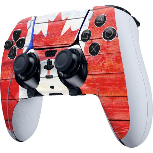 Canada Flag Light Wood PS5 DualSense Edge Pro Controller Skin