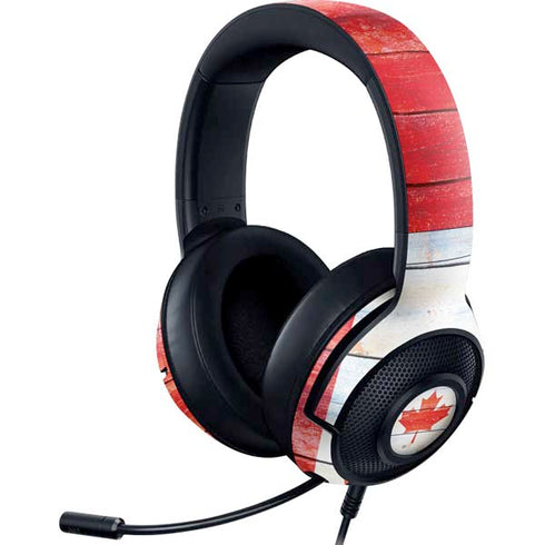 Canada Flag Light Wood Razer Kraken X Skin