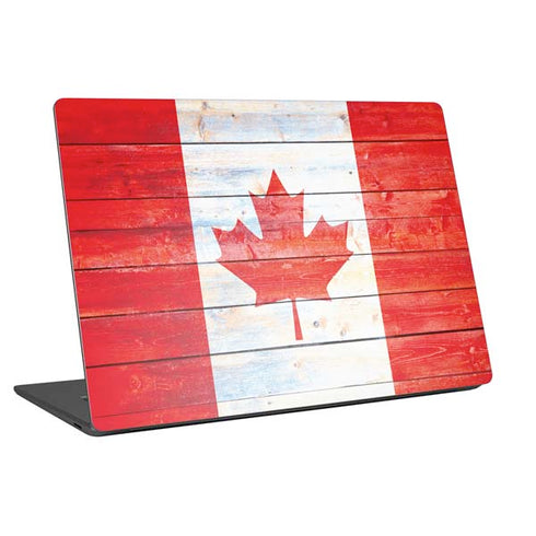 Canada Flag Light Wood Laptop Skins