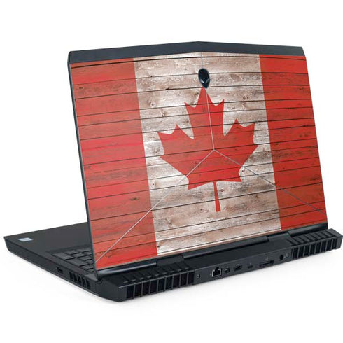 Canadian Flag Dark Wood Dell Alienware Skin