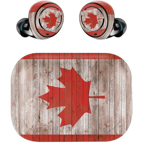 Canadian Flag Dark Wood Amazon Echo Buds Skin