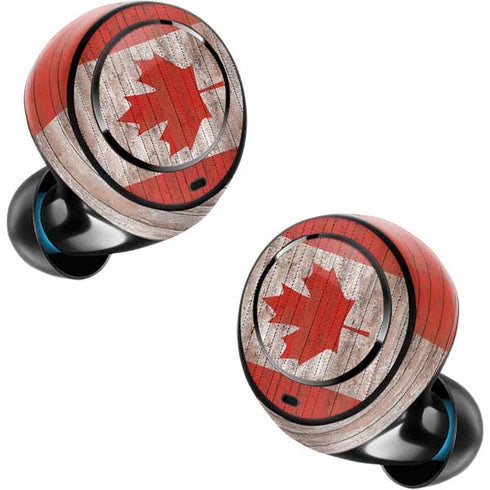 Canadian Flag Dark Wood Amazon Echo Buds Skin