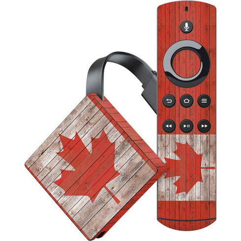 Canadian Flag Dark Wood Amazon Fire TV Skin