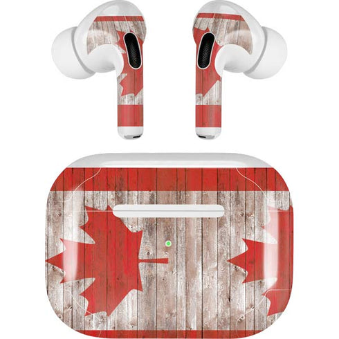 Canadian Flag Dark Wood AirPods Skins