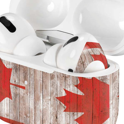 Canadian Flag Dark Wood AirPods Skins