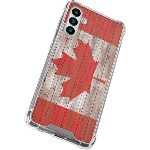 Canadian Flag Dark Wood Galaxy A13 5G Clear Case