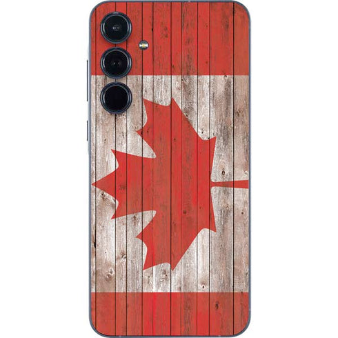 Canadian Flag Dark Wood Galaxy A35 5G Skin