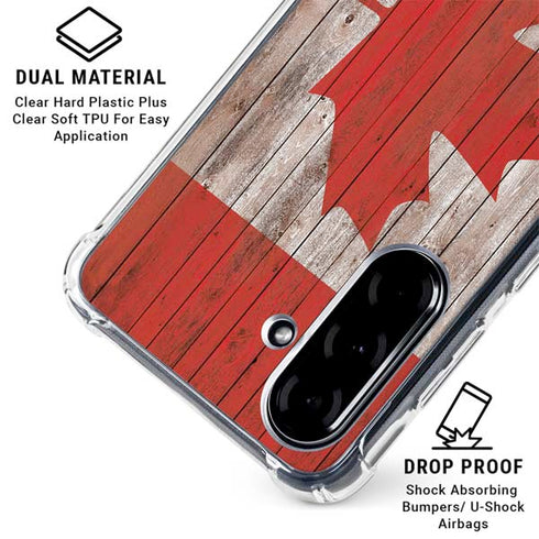 Canadian Flag Dark Wood Galaxy A36 5G Clear Case