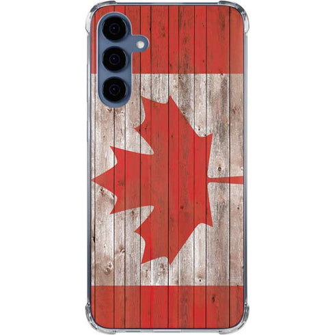 Canadian Flag Dark Wood Galaxy A55 5G Clear Case