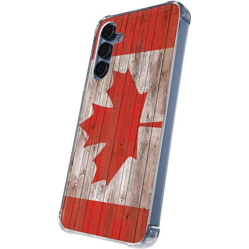 Canadian Flag Dark Wood Galaxy A55 5G Clear Case