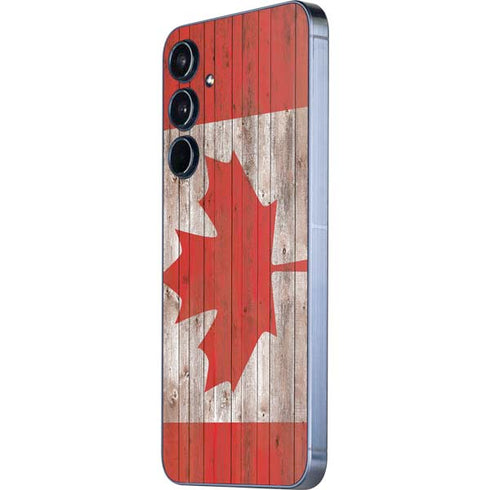 Canadian Flag Dark Wood Galaxy A55 5G Skin