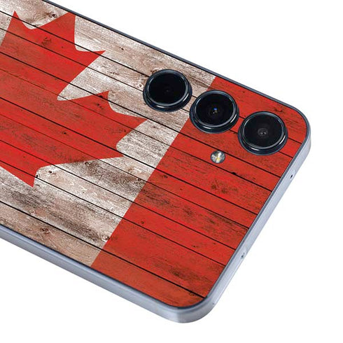 Canadian Flag Dark Wood Galaxy A55 5G Skin