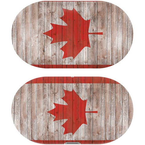 Canadian Flag Dark Wood Galaxy Buds Plus Skin