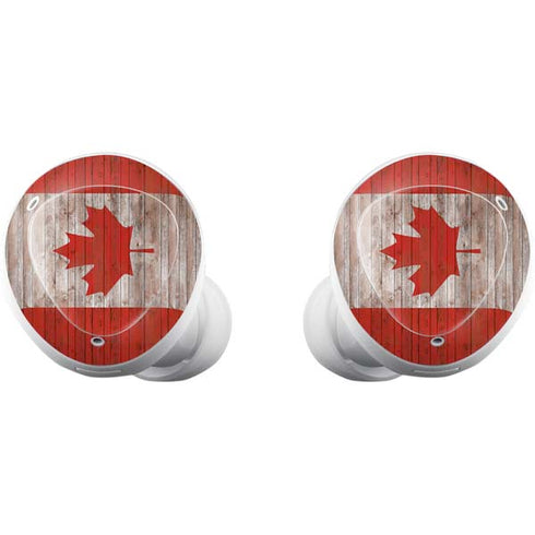 Canadian Flag Dark Wood Galaxy Buds Plus Skin