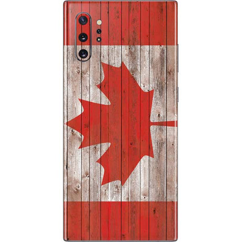 Canadian Flag Dark Wood Galaxy Note 10 Plus Skin