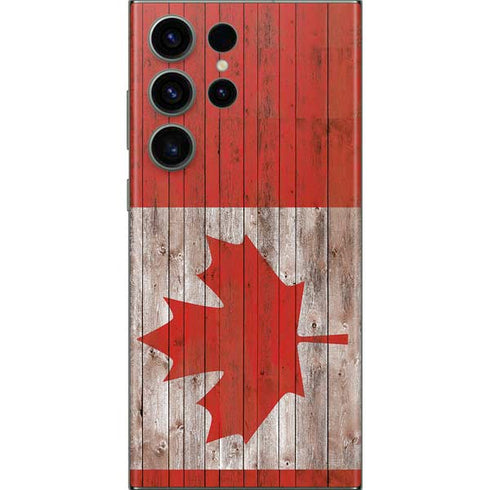 Canadian Flag Dark Wood Galaxy Skins