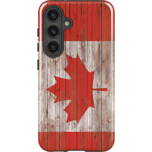 Canadian Flag Dark Wood Galaxy S25 Impact Case
