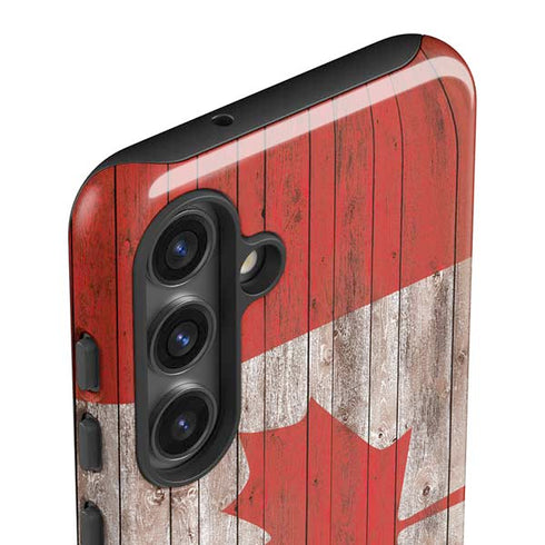Canadian Flag Dark Wood Galaxy S25 Impact Case