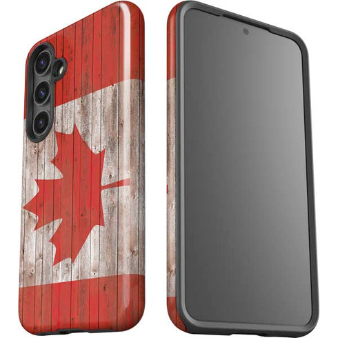 Canadian Flag Dark Wood Galaxy S25 Impact Case