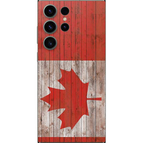 Canadian Flag Dark Wood Galaxy S25 Ultra Skin