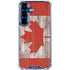 Canadian Flag Dark Wood Galaxy S25 Clear Case