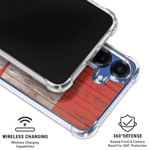 Canadian Flag Dark Wood Galaxy S25 Plus Clear Case