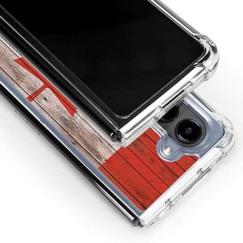 Canadian Flag Dark Wood Galaxy Z Fold5 5G Clear Case