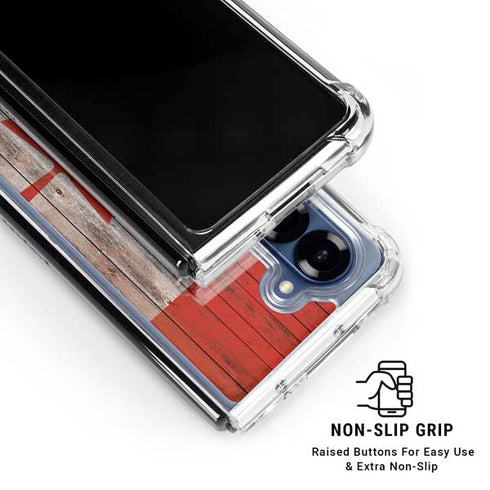 Canadian Flag Dark Wood Galaxy Z Fold6 Clear Case