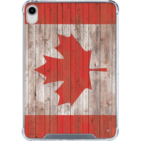 Canadian Flag Dark Wood iPad 11th Gen (2025) Clear Case