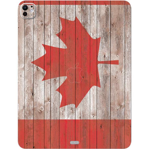Canadian Flag Dark Wood iPad Pro 13in M4 (2024) Skin