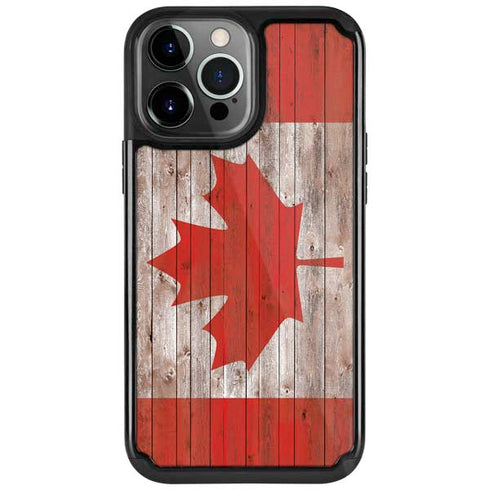 Canadian Flag Dark Wood iPhone Cases