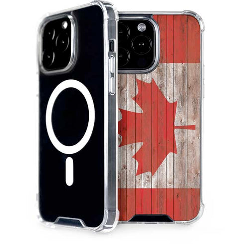 Canadian Flag Dark Wood iPhone Cases