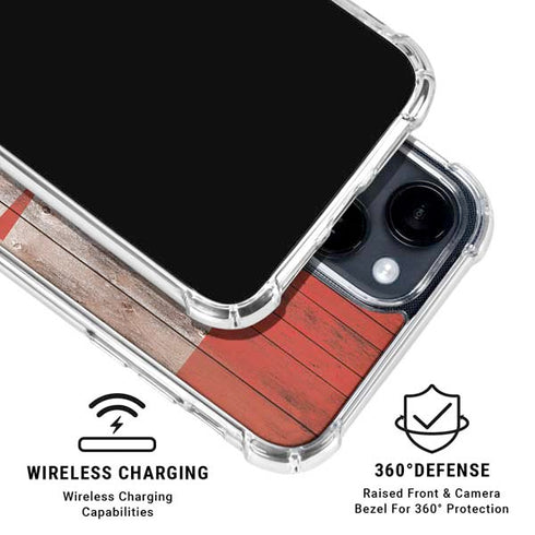 Canadian Flag Dark Wood iPhone 15 Clear Case