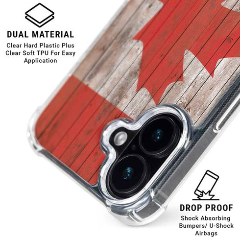 Canadian Flag Dark Wood iPhone 16 Clear Case