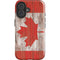 Canadian Flag Dark Wood iPhone 16 Impact Case