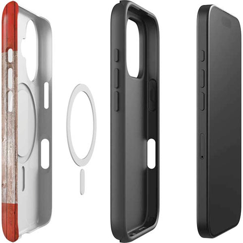 Canadian Flag Dark Wood iPhone 16 Magsafe Impact Case