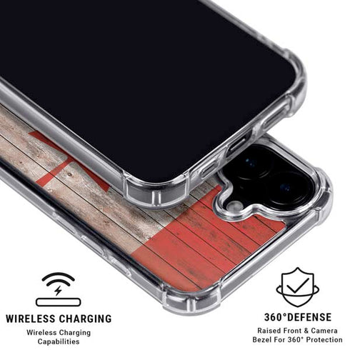 Canadian Flag Dark Wood iPhone 16 Plus Clear Case