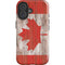 Canadian Flag Dark Wood iPhone 16 Plus Impact Case