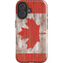 Canadian Flag Dark Wood iPhone 16 Plus Impact Case