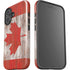 Canadian Flag Dark Wood iPhone 16 Plus Impact Case