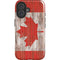 Canadian Flag Dark Wood iPhone 16 Plus Magsafe Impact Case