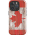 Canadian Flag Dark Wood iPhone 16 Pro Max Impact Case
